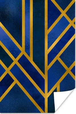 Produktbild von MuchoWow® Poster Gold - Luxus - Blau 80x120 cm - Papierdruck