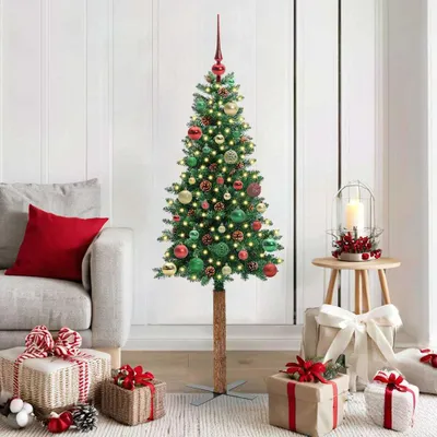 Immagine prodotto di Maison Exclusive - Albero di Natale slanciato con 150 LED e supporto, verde, 150 cm