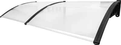Obrázok produktu pre Oblúková strieška na dvere, čierna, nástenná, 90*200 cm, priehľadná