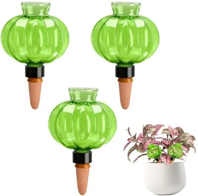 Image de Unyqoos® Lot de 3 boules d'arrosage automatiques – boules décoratives pour l'arrosage des plantes, 500 ml, en PP avec embout en terre cuite respirante, transparentes