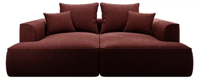 Produktbild von 3-Sitzer-Sofa - tiefe Komfortsitzfläche - bordeauxrotem Chenille-Stoff PINETA