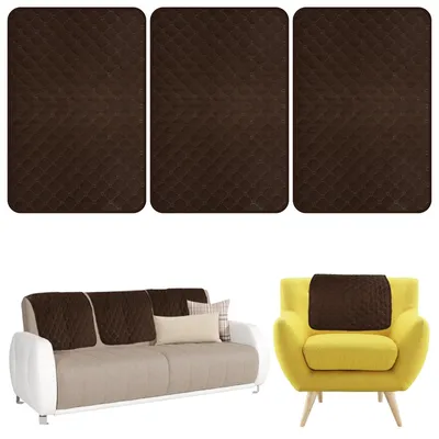 3 Kopfstützenbezüge 57x38 cm wasserdicht Polyester braun
