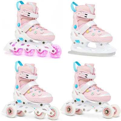 Produktbild von RAVEN 4in1 Inlineskates Triskates Rollschuhe Schlittschuhe Inliner für Kinder und Erwachsene verstellbar Lilly 31-35