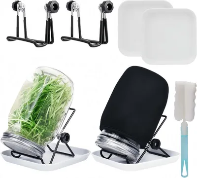 Produktbild von Sprossenglas, Sprossen Keimglas Set mit Edelstahl Gitterdeckel 2er Set 1000ml - Sprossen Keimgerät für Sprossen Keimlinge