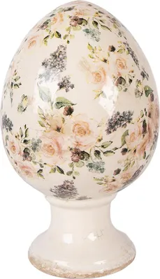Image de Clayre & Eef Figurine de décoration Oeuf Ø 17x28 cm Beige Céramique