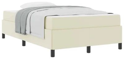 Image de Cadre de lit avec matelas Crème 120 x 200 cm tissu