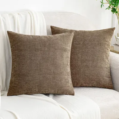 Sierkussensloop 40,6 x 40,6 cm Chenille Taupe, 2er-Set