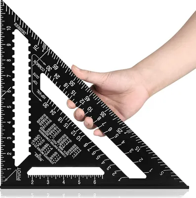 Produktbild von 12-Zoll-Aluminium-Sparrenwinkel, Tischler-Mess- und Layout-Werkzeug, Metalllegierung, Dreieckslineal, Winkelmesser für Holzarbeiten und Tischlerei (Imperial)