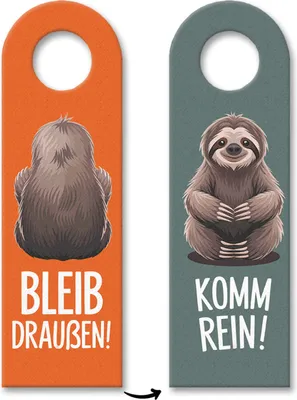 Produktbild von Bleib draußen Komm rein Humorvolles Faultier Türhänger