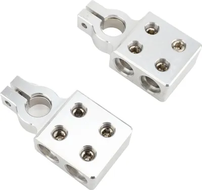 Zdjęcie produktu dla 2 sztuki zacisków do akumulatorów samochodowych, 4X0GA, stop aluminium, zaciski 4-kierunkowe, uniwersalne do samochodów, kamperów, ciężarówek, pickupów, łodzi, motocykli