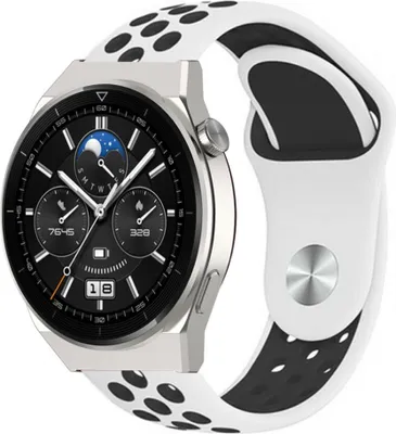 Produktbild von Strap-it Huawei Watch GT 3 Pro 46mm Sportarmband (Weiß/Schwarz)