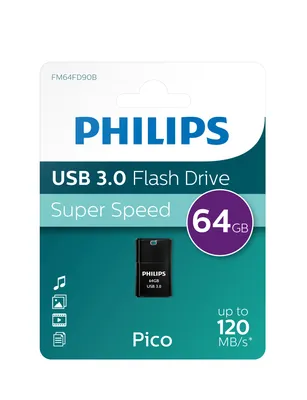 Produktbild von Philips USB-Stick 3.0, 64GB, Pico Edition. Farbe: Schwarz