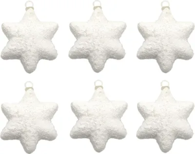 Produktbild von Sterne mit Schnee Ø8cm zum aufhängen - 6 Stück - Weihnachtssterne