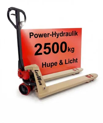 Produktbild von LastWerk One Hubwagen 2500 kg und 1150 mm Gabellänge Handhubwagen Palettenwagen Gabelhubwagen aus Stahl mit Licht & Hupe LastWerk One Hubwagen 2500 kg und 1150 mm Gabellänge Handhubwagen Palettenwagen Gabelhubwagen aus Stahl mit Licht & Hupe (PU-Rollen, 1150mm)