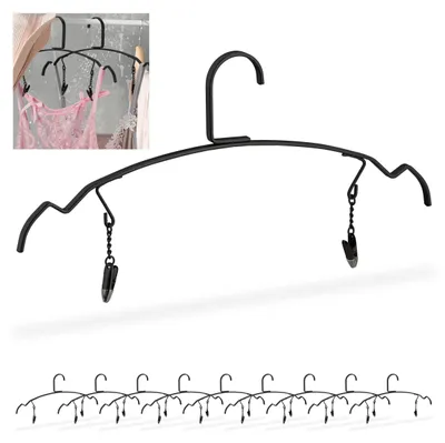 Lingeriehänger-Set 10 Stück, Metall, schwarz, mit Klammern