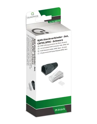 Produktbild von RJ-45 Steckverbinder Set-CAT 5e, Polzahl 8P8C, Schwarz - geschirmt, 25 St.