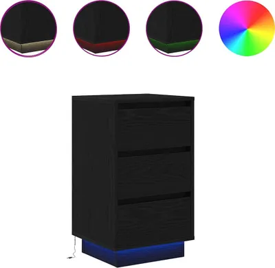 Produktbild von Nachttisch mit LED-Leuchten Schwarz 38x34x65 cm