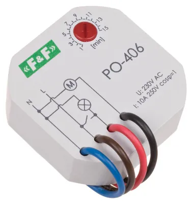 Zdjęcie produktu dla Przekaźnik czasowy 230V AC 10A 1x NO Wentylator Oświetlenie PO-406 F&F