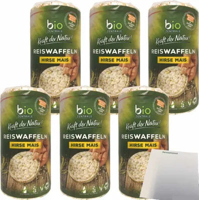 Produktbild von Zentrale Reiswaffeln Hirse Mais 6er Pack (6x100g Packung) + usy Block