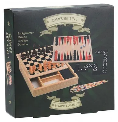 Produktbild von 4-in-1-Spielbox aus Holz, 17 cm