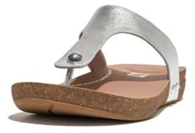 Produktbild von FITFLOP FitFlop Iqushion Metallic-Leather Toe-Post Sandals SILVER 37
