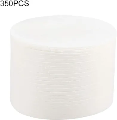 A stack of round white paper pads.