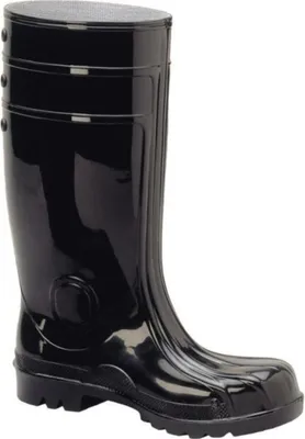 A black work boot on a white background.