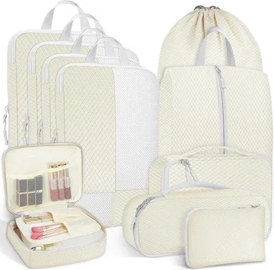Produktbild von Famanu Koffer-Organizer Set - platzsparend - 10-teilig - beige
