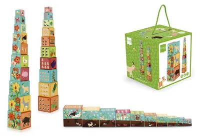 Produktbild von Scratch Stapelturm Bauernhof Karton Lernspielzeug bunt für Kinder