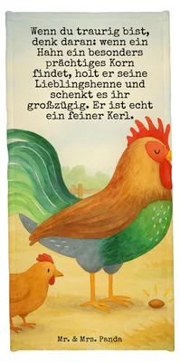 Produktbild von Mr. & Mrs. Panda Frottier Hahn Korn Design - Vintage - Geschenk, Badhandtuch, Bauernhof, Handtuch, Henne, Duschhandtuch, Natur, Strandtuch, Badehandtuch, Eier
