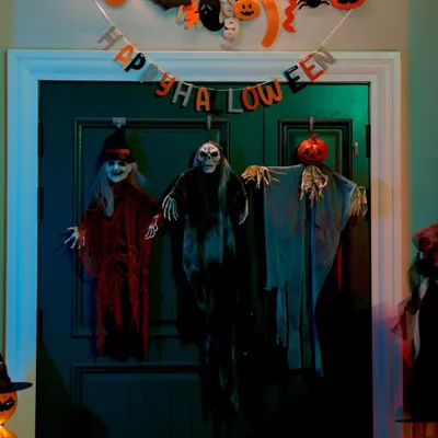 Zdjęcie produktu dla vidaXL Wiszący duch na Halloween, 3 sztuki, czarny, 66 x 110 cm, poliester