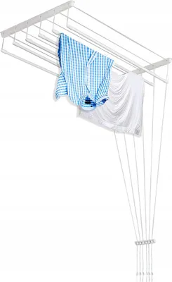Zdjęcie produktu dla Łazienkowa Suszarka Podsufitowa 6 Prętów 150 Cm Biała Na Ubrania Bieliznę