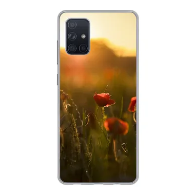 Produktbild von MuchoWow® Handyhülle Schutzhülle Hülle für Samsung Galaxy A51 Mohn - Sonnenuntergang - Gold Silikon Softcase Handy Hülle - Schutzabdeckung
