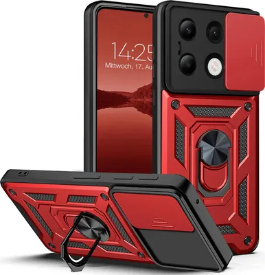 Produktbild von Armor Handyhülle für Xiaomi Redmi Note 13 Kameraschutz Handy Panzer Case Cover Schutzhülle Outdoor Farbe: Rot