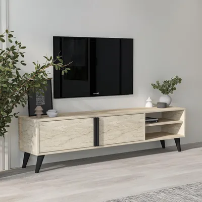 Obrázok produktu pre Skye Decor, kvalitný TV stolík, travertín, 160 x 35 x 29,6 cm | 100 % melamínom potiahnutá drevotriesková doska, hrúbka 18 mm | Moderný, elegantný štýl pre váš domov.