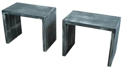 Produktbild von 2er Set Beistelltisch 50x40x30cm Sitzhocker in shabby schwarz