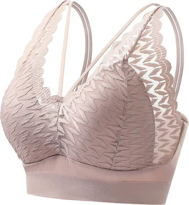 Produktbild von Damen-BH, schöner Rücken, Spaghettiträger, umwickelte Brust, Spitze, bügellose Raffung, gute Elastizität, Komfort, kabellos, Spitze, Longline-Bralette, für den Alltag