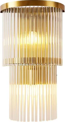 Zdjęcie produktu dla Cascada - Kinkiet Kryształowy Złoty 400x260 mm, 1xE14, Mosiądz Szczotkowany, Przezroczyste Szkło