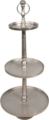 Produktbild von Lesli Living 3-stöckige dekorative Halterung Etagere Gebürstetes Silber