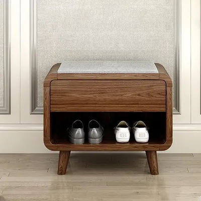 Imagen del producto de Zapatero con cajones, banco con asiento para el pasillo, aspecto de madera maciza