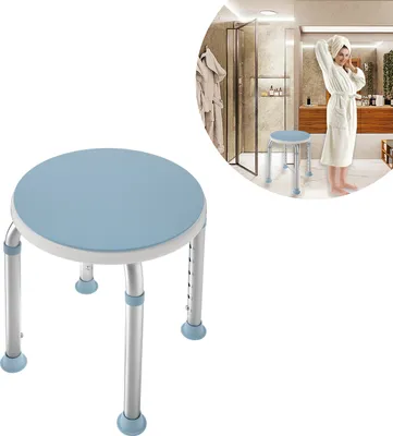 Produktbild von YUENFONG Duschhocker Duschstuhl 36-51cm Höhenverstellbar und 360° Drehbar Badsitz Duschhilfe Anti-Rutsch Badsitz aus Alu und Kunststoff für Alter, Schwangere