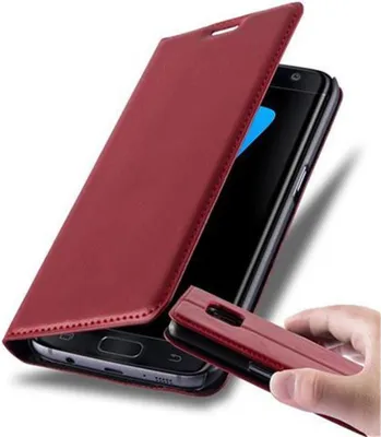Obrázek produktu pro Cadorabo Case for Samsung Galaxy S7 EDGE Protective Case in Red Pouzdro na mobilní telefon s magnetickým zavíráním