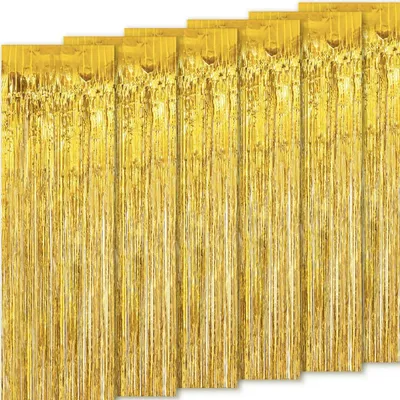 Imagen del producto de Cortinas metálicas, 6 unidades, color dorado, cortina de plástico para fiestas