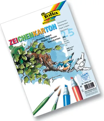 Produktbild von folia 8600/25 Zeichenkarton 200 g/m², DIN A4, weiß (25 Blatt)