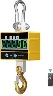 Image de Balance à grue - Balance suspendue numérique - Capacité de charge 2T/2000 kg - Télécommande - Rechargeable - Charge lourde - Jaune