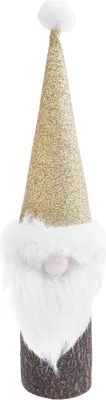 Produktbild von Goldener Weihnachtswichtel aus Baumstamm 18 cm