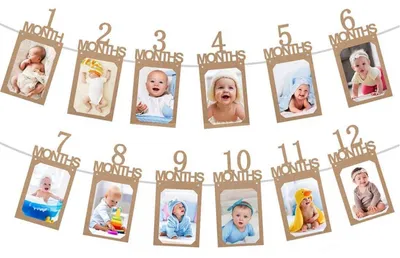 Produktbild von Fotogirlande 1. Geburtstag Baby Meilenstein Banner 1-12 Monate Wanddekoration 12er Set