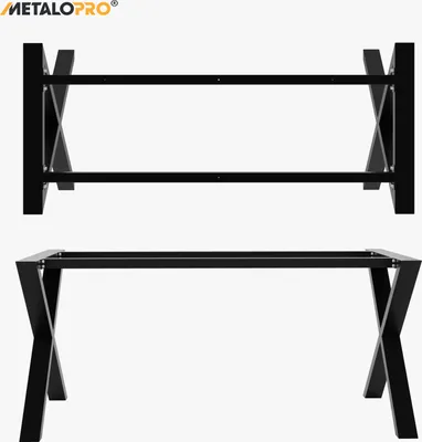 Immagine prodotto di MetaloPro Belaga Gambe per tavolo con barra centrale, gambe metalliche per tavolo, gambe per tavolo, gamba per tavolo, gambe metalliche per tavolo, gambe per tavolo nere - 180x70x72 cm