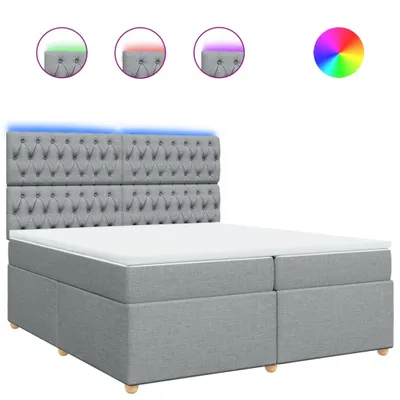 Produktbild von Boxspringbett mit Matratze Hellgrau 200x200 cm Stoff