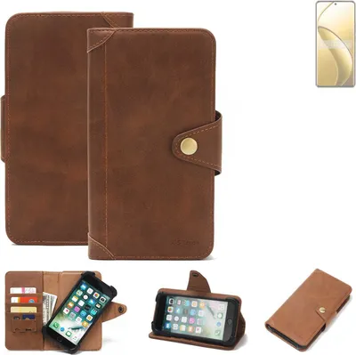 Produktbild von K-S-Trade Handyhülle kompatibel mit Realme 12 Pro+ Schutz Hülle Walletcase Bookstyle Tasche Case Handytasche Wallet Flipcase Cover PolyurethanBraun (1x)
